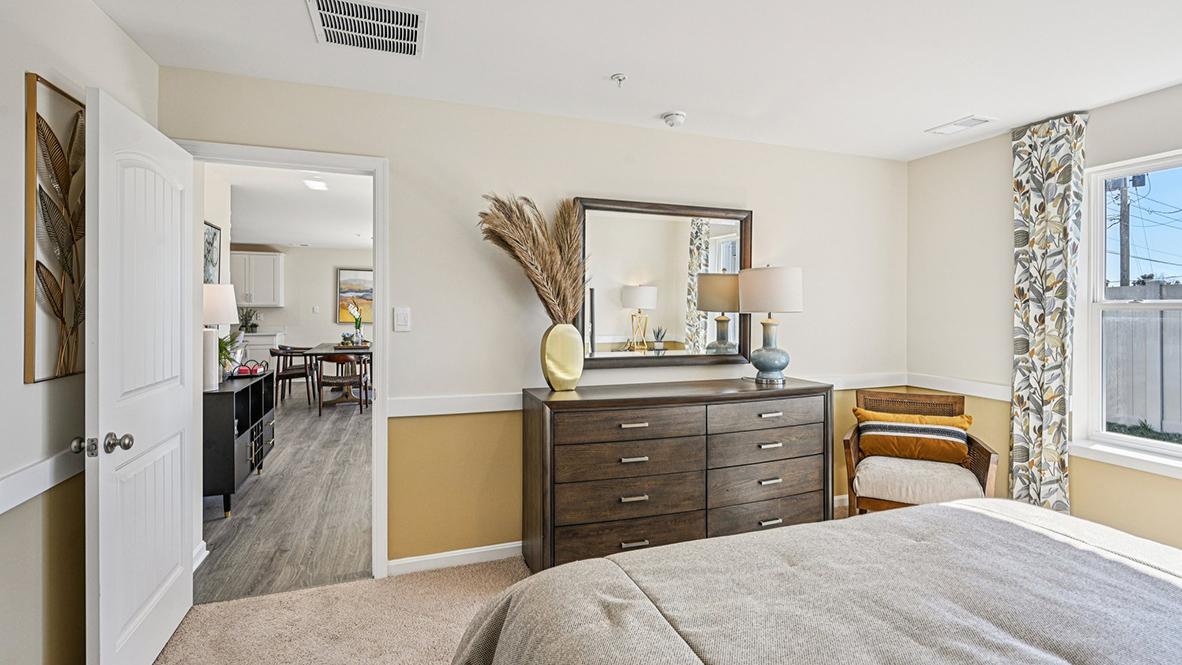 The primary bedroom is off the living area.