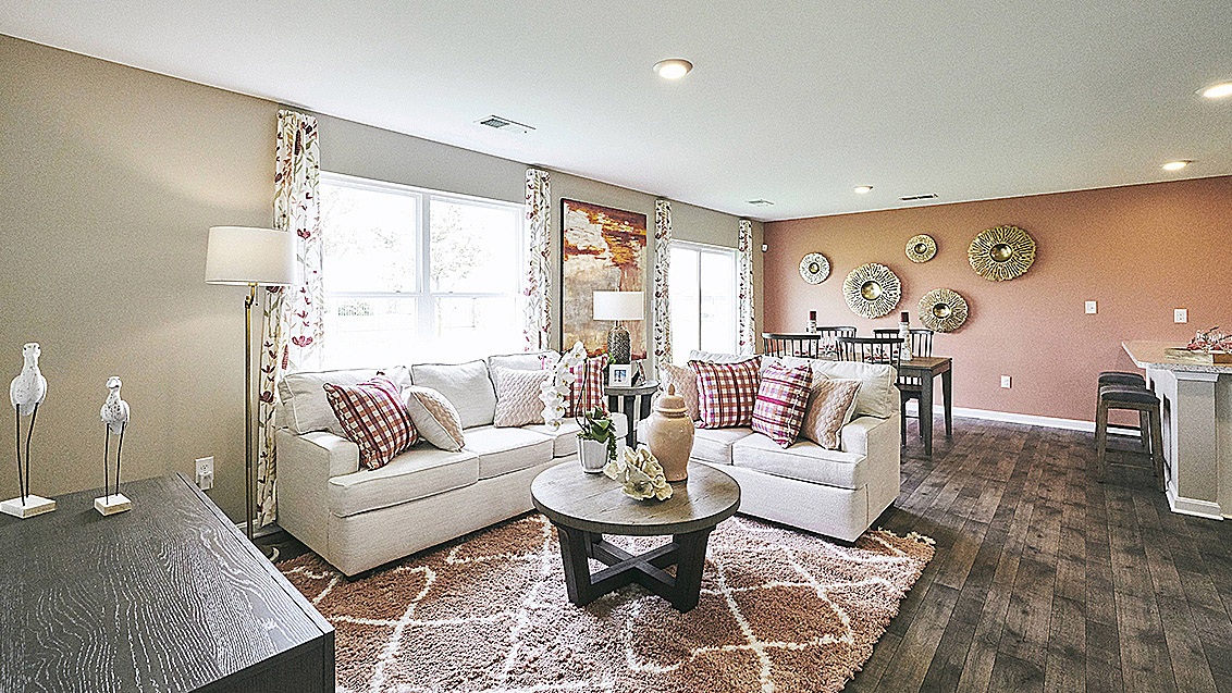 The oversized great room has an abundance of natural light.
