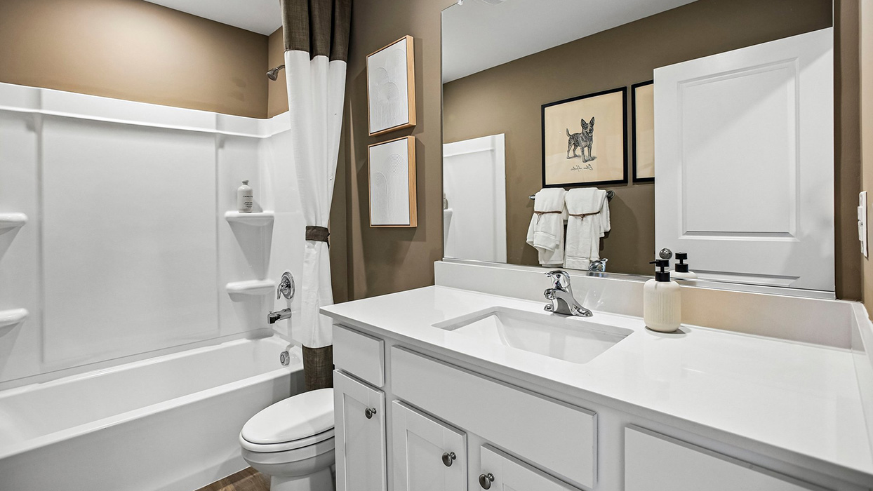 The guest bedrooms share a full bath.