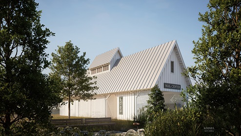 A rendering of the mail center amenity.