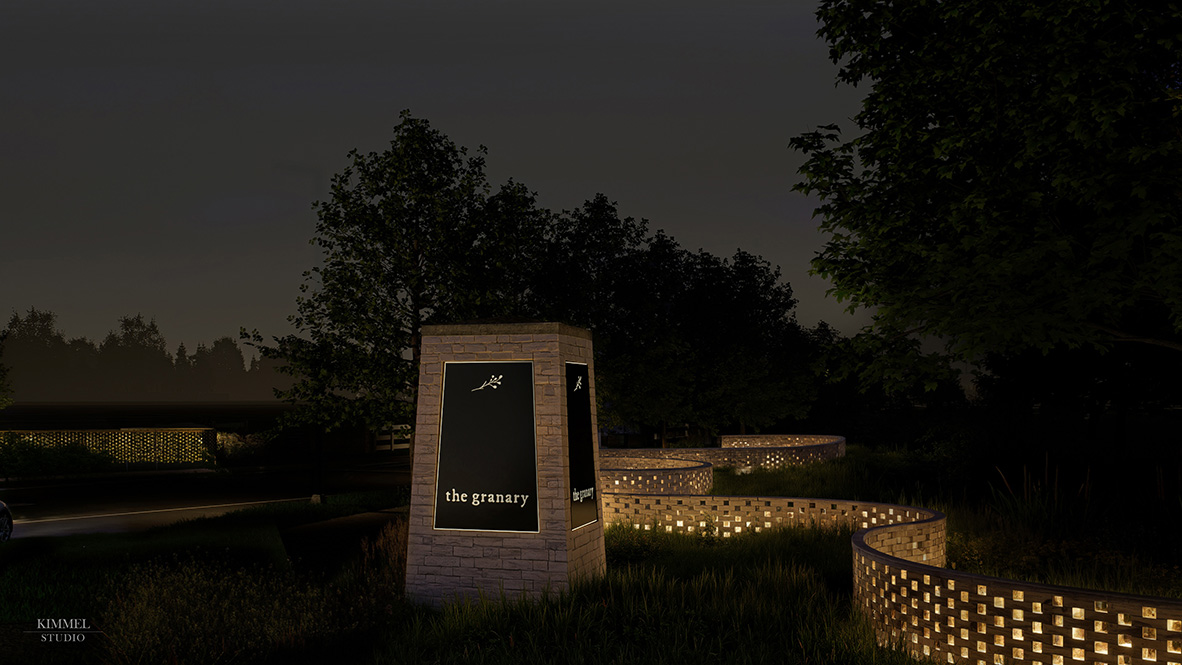 A rendering of the entrance of The Granary.