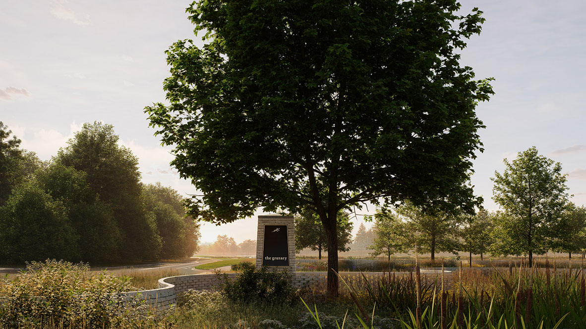 A rendering of the entrance of The Granary.