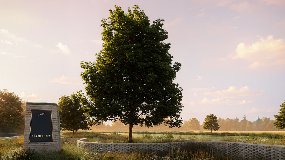 A rendering of the entrance of The Granary.