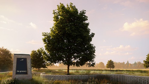 A rendering of the entrance of The Granary.