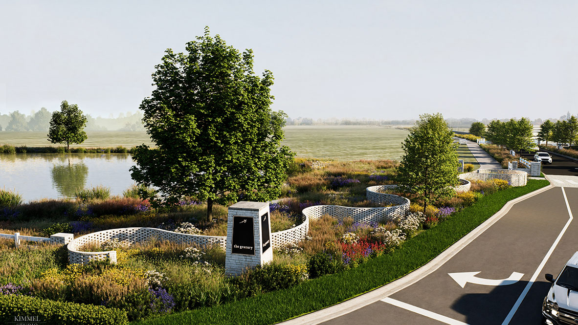 A rendering of the entrance of The Granary.