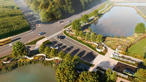 A rendering of the entrance of The Granary.