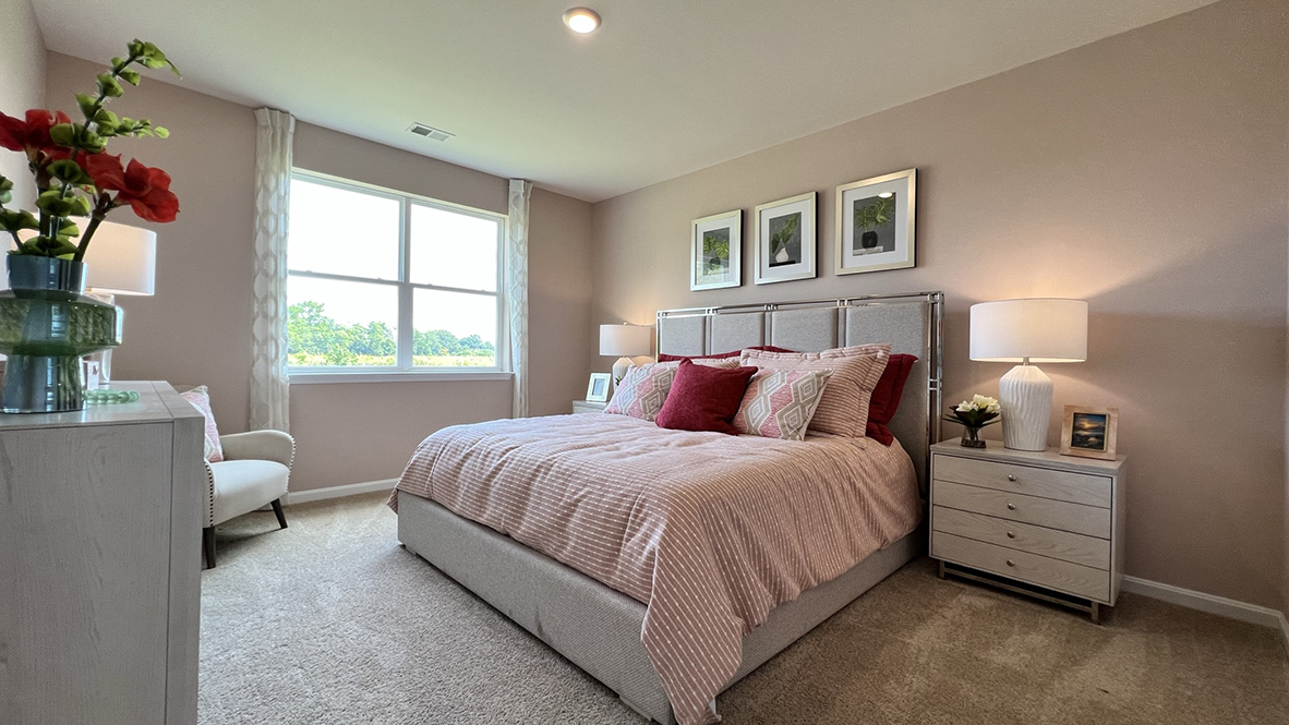 The primary bedroom is conveniently located on the first floor.