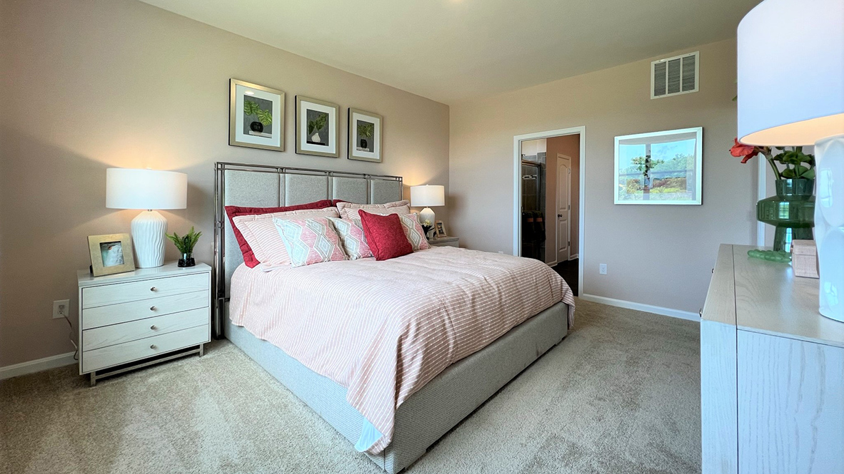 The primary bedroom has a private bathroom.