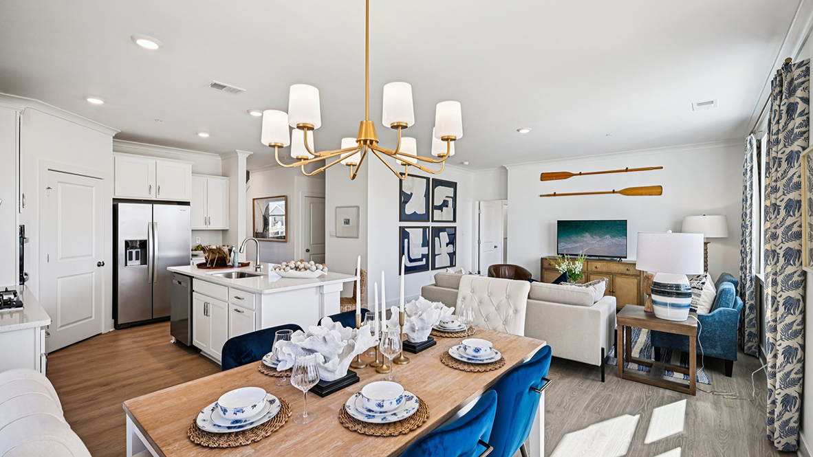 The kitchen has an informal dining area.