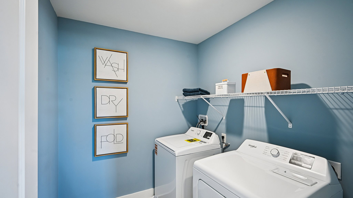 The upstairs includes the laundry room.