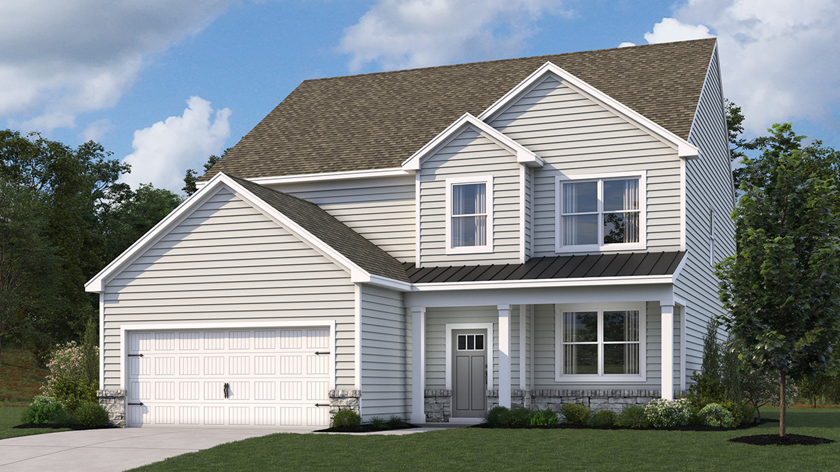 The Ellerbe Coastal C two-story home with light gray siding.