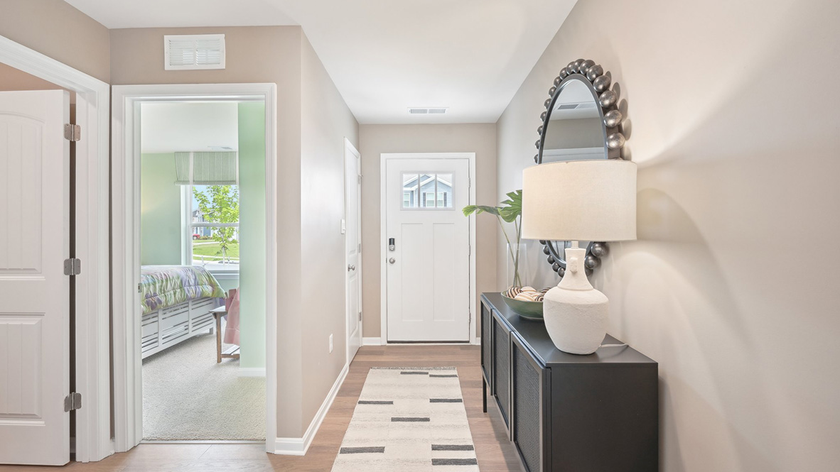 The entrance way leads you to the guest bedrooms.