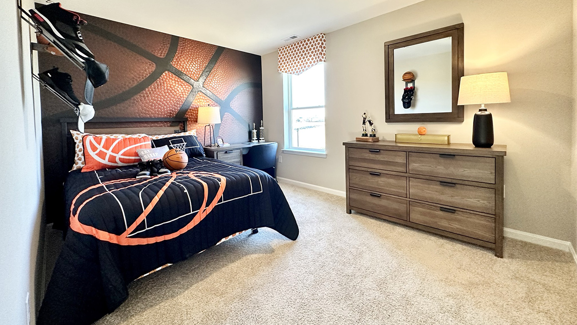 There are three additional bedrooms and a secondary bathroom on the second floor.