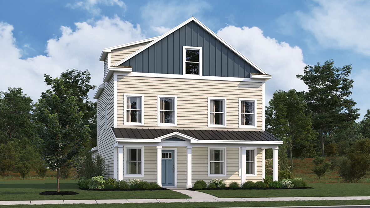 A rendering of a Verona home with cream colored siding.