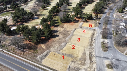 An aerial view of Hoopers Landing homesites.