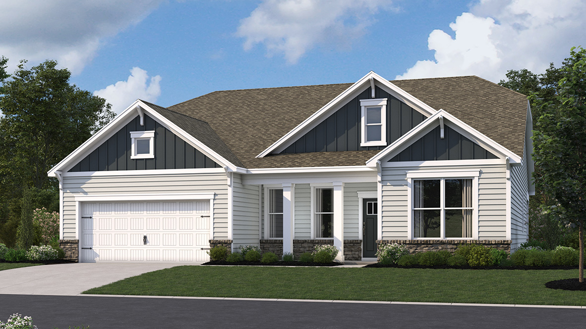 A rendering of a Galveston home with white siding.