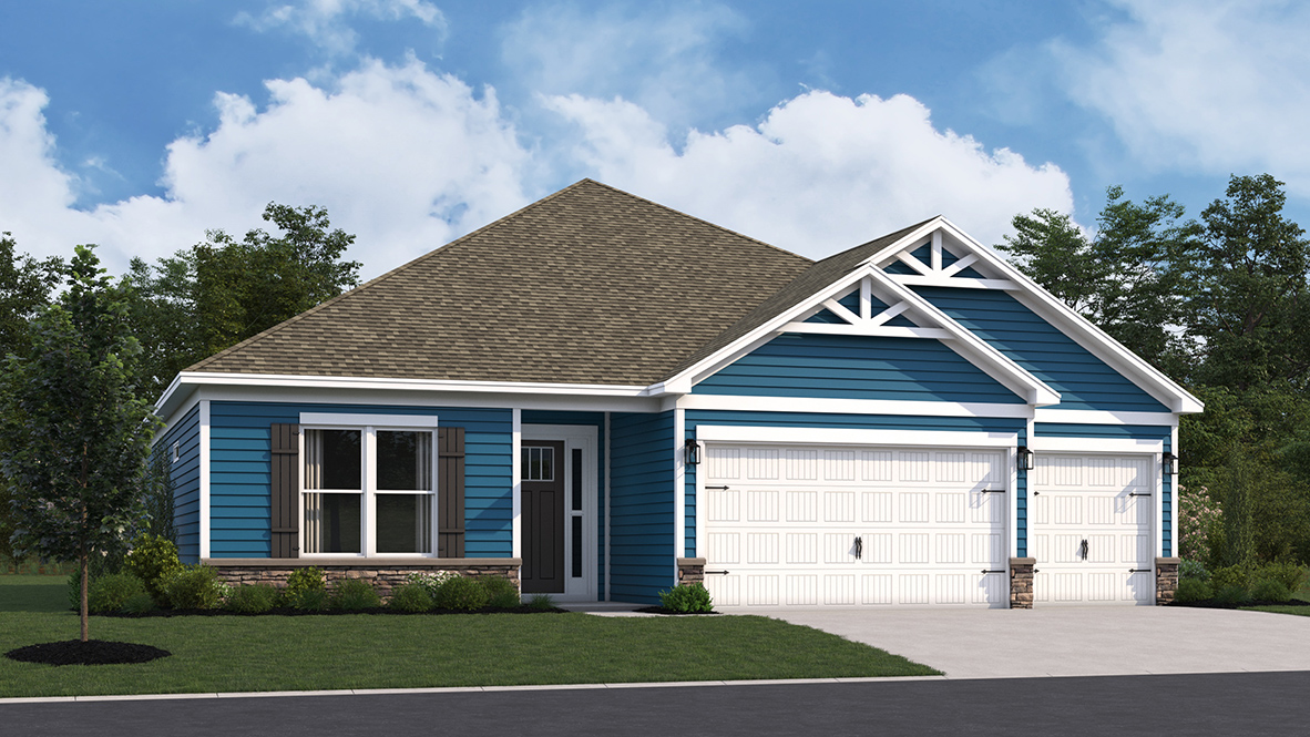 A rendering of a Wheaton home with blue siding.