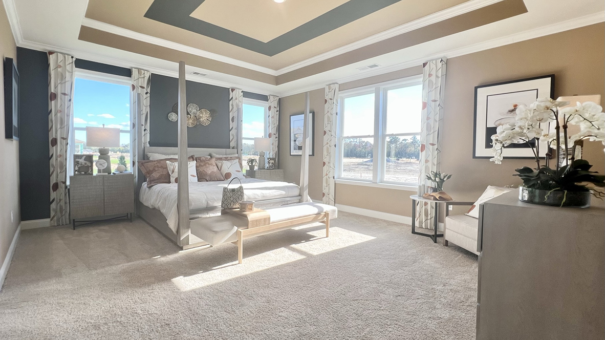 The private owner’s suite is a retreat in the back of the home.