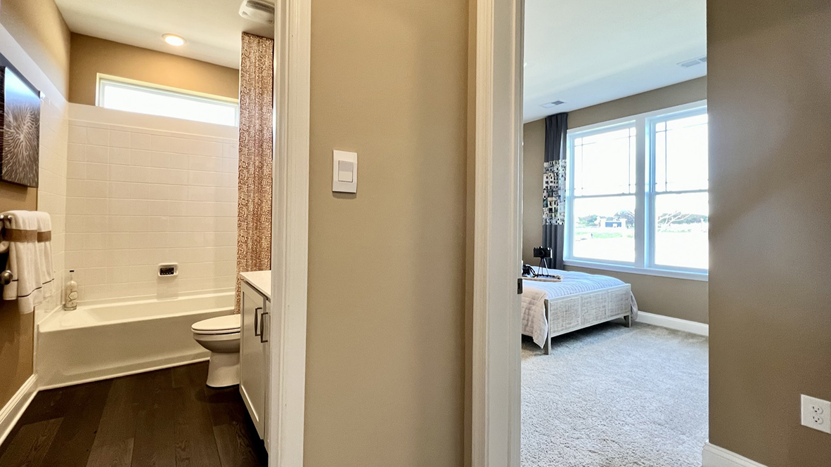 The guest bathroom is right next to the guest bathroom.