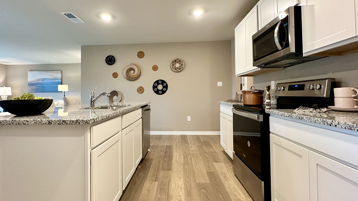 The kitchen has granite countertops.