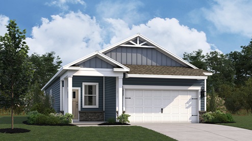 Bowen one story home with a two-car garage rendering.