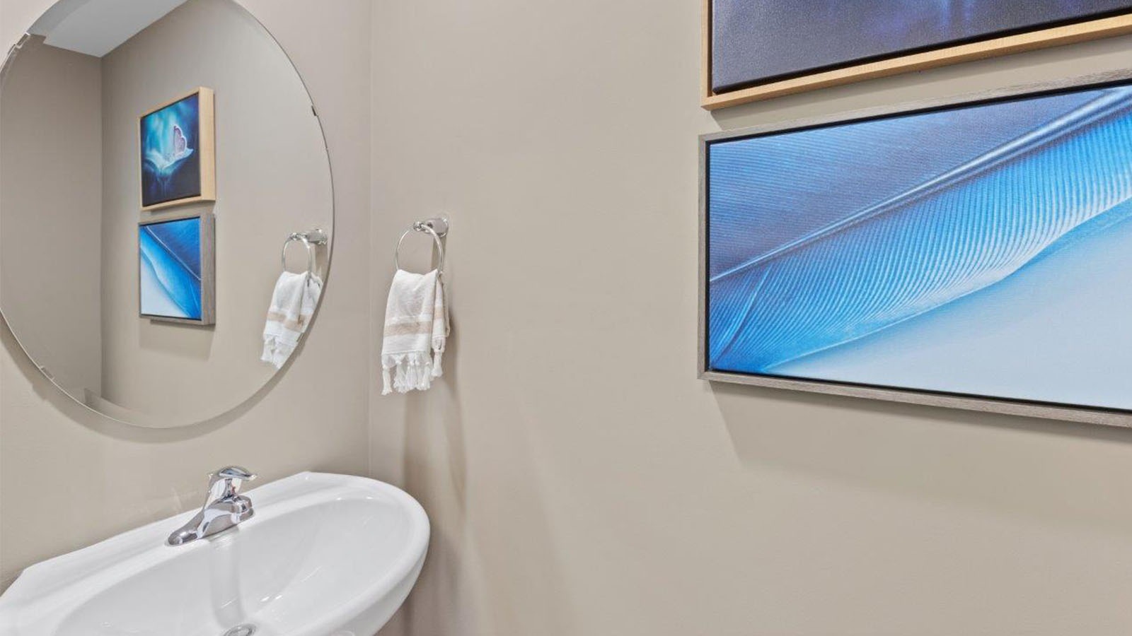 You will find a convenient first-floor powder room.