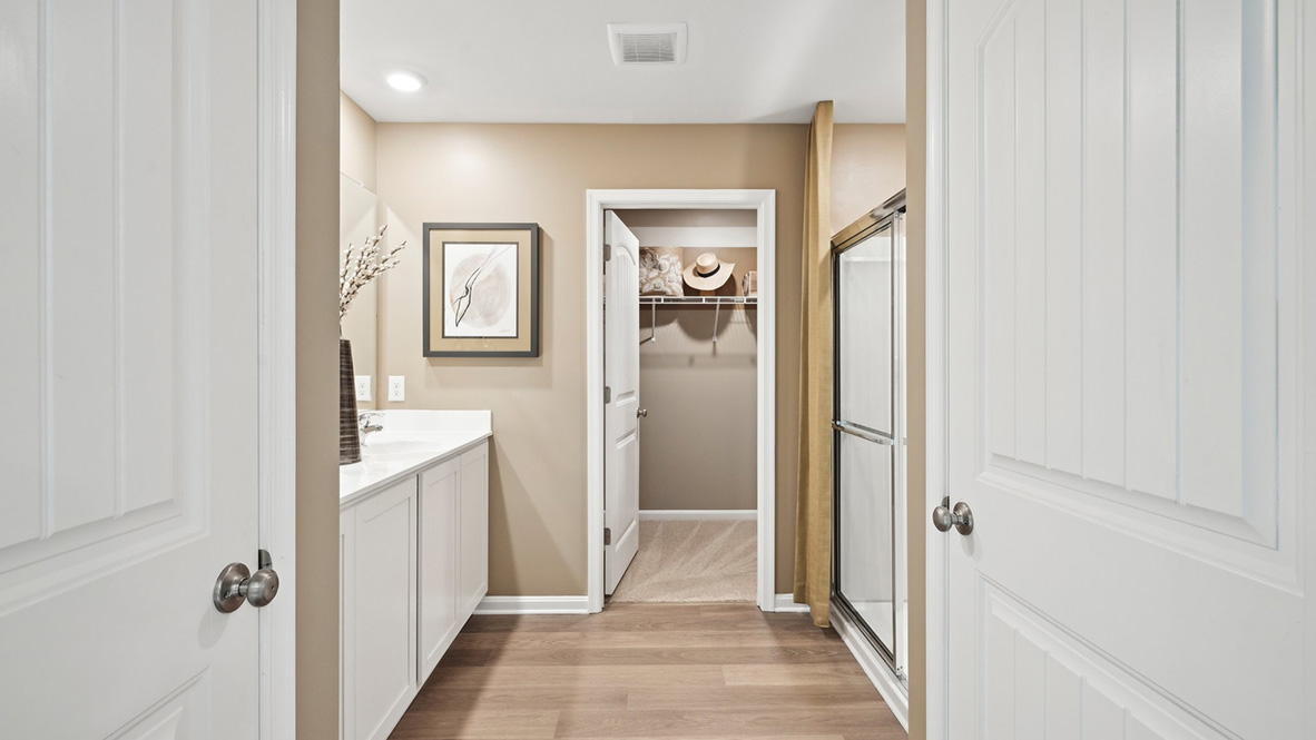 The owner's bathroom has a walk-in shower and linen closet.