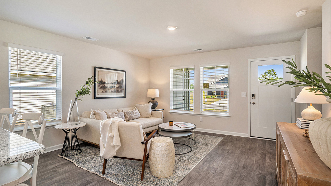 This thoughtfully designed home has a grand open concept living area.