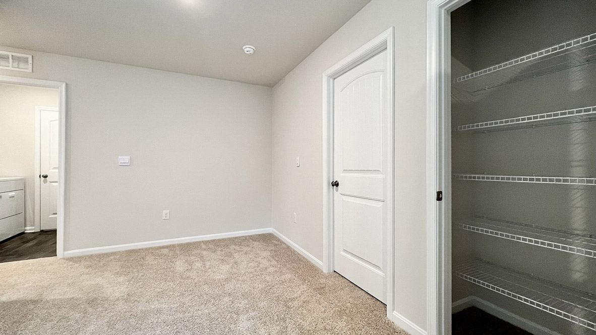 There is a linen closet in the upstairs hallway.