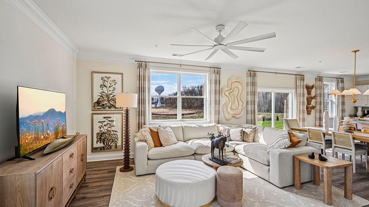 The Galen home has an open-concept living, dining and kitchen.