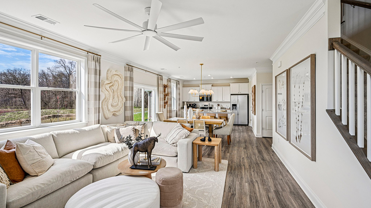 The Galen home has an open-concept living, dining and kitchen.