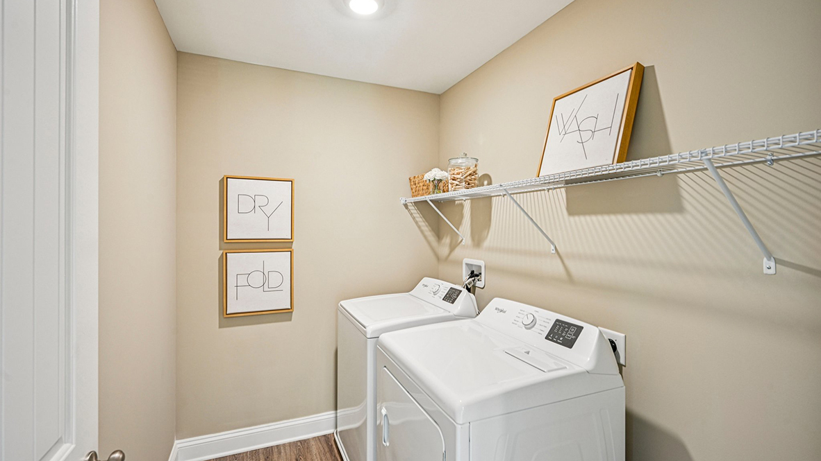 The conveniently located laundry room with an included washer and dryer complete the upstairs.