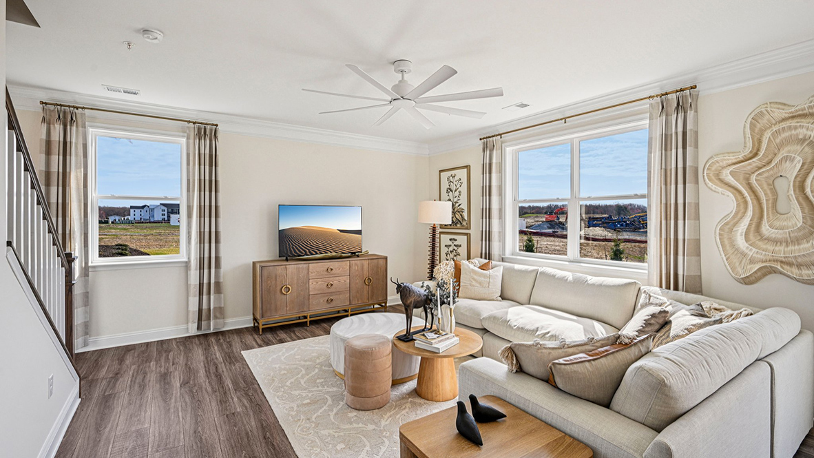 The Galen home has an open-concept living, dining and kitchen.