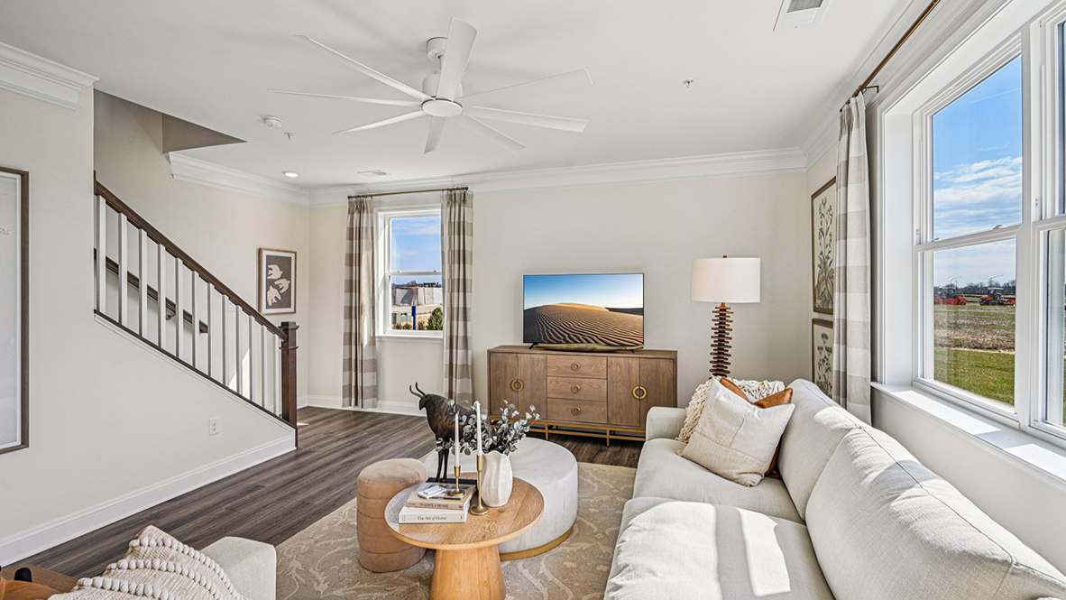 The Galen home has an open-concept living, dining and kitchen.