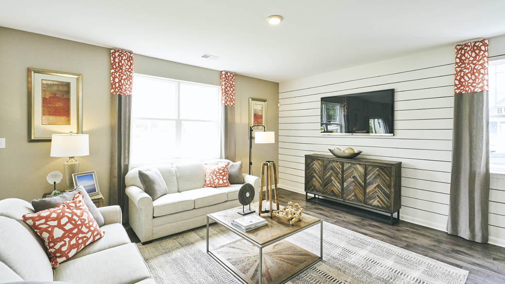 The Galen home has an open-concept living, dining and kitchen.