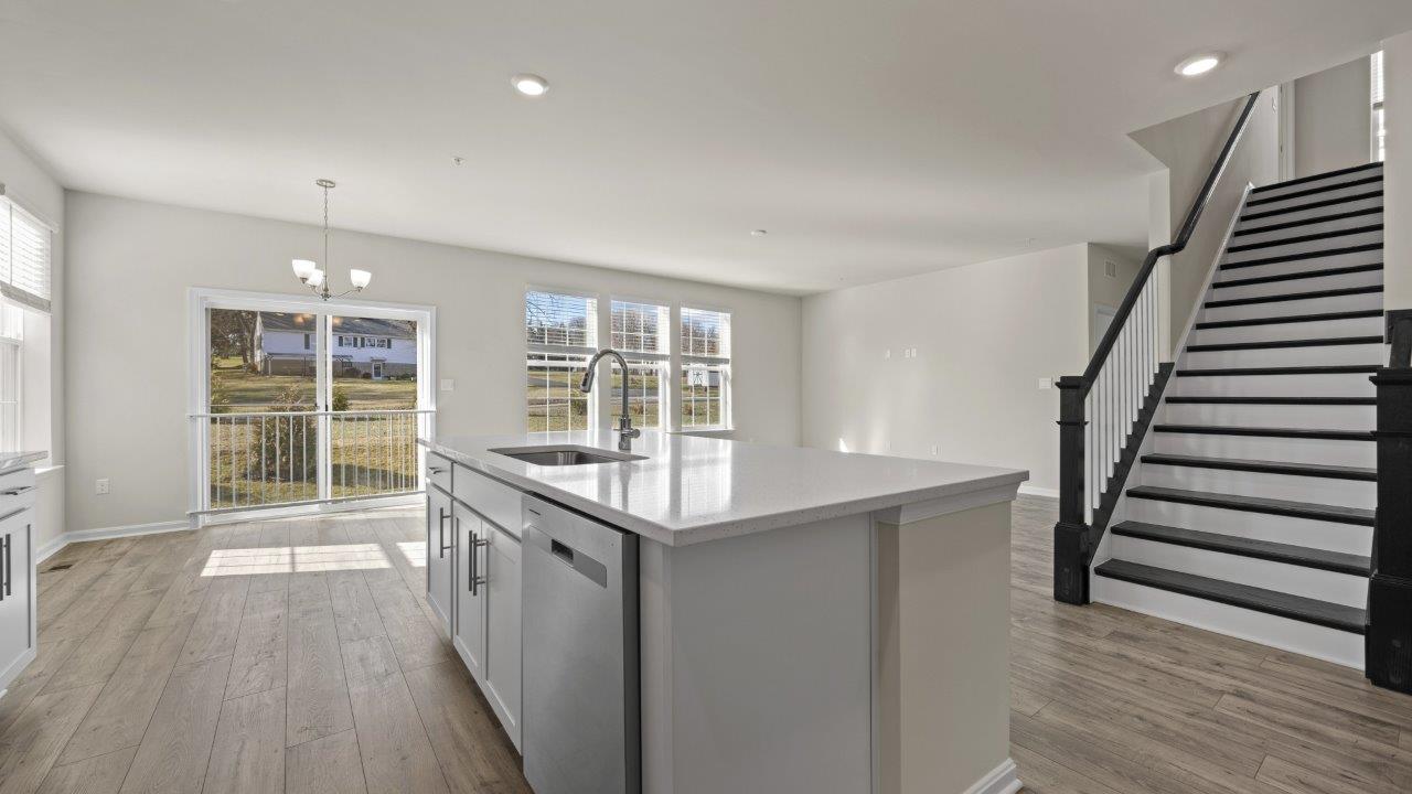 island overlooking living room