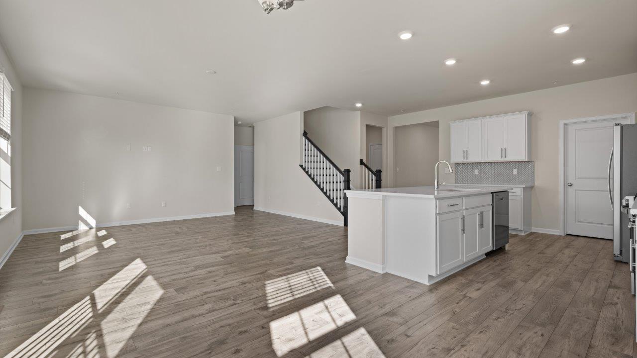 recessed ligthing and luxury vinyl plank floors