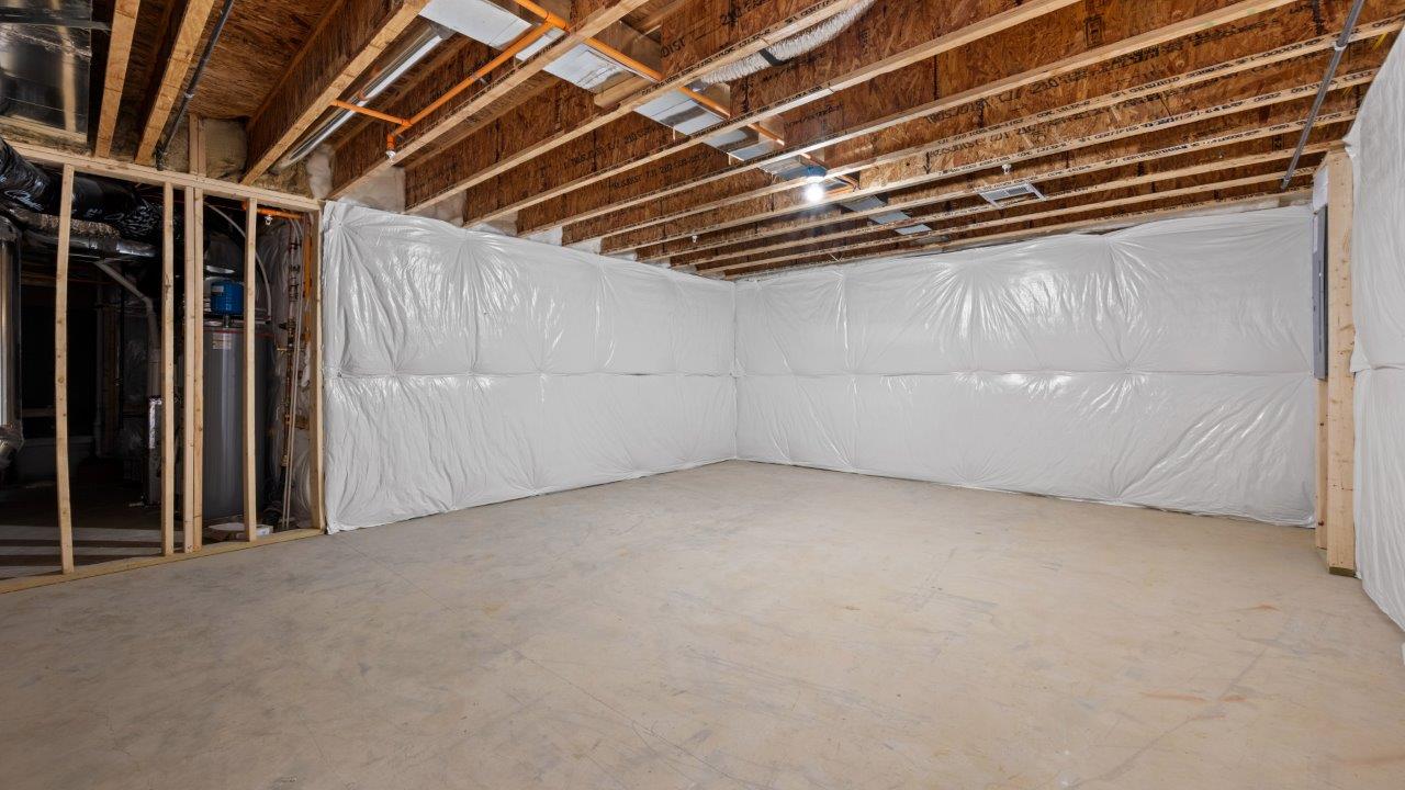 unfinished basement storage