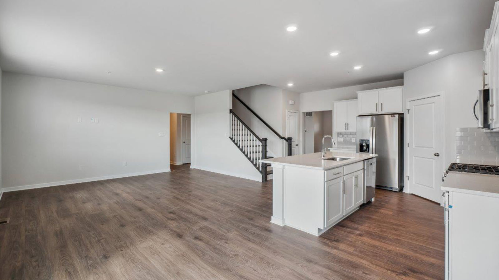 open concept kitchen into living room