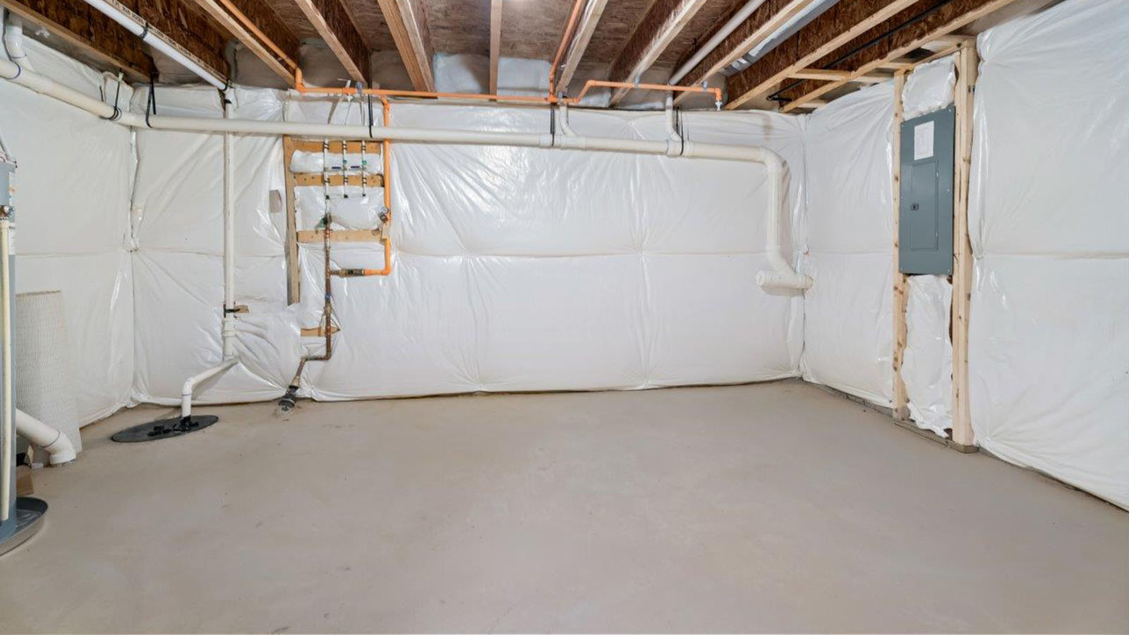 unfinished basement storage
