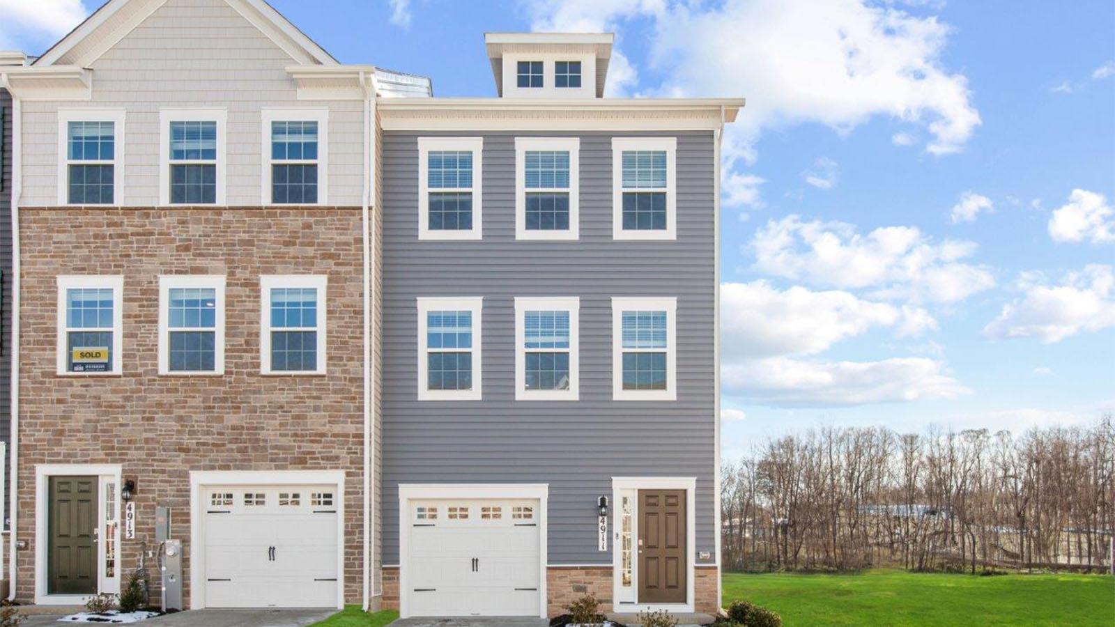 three story townhome end unit