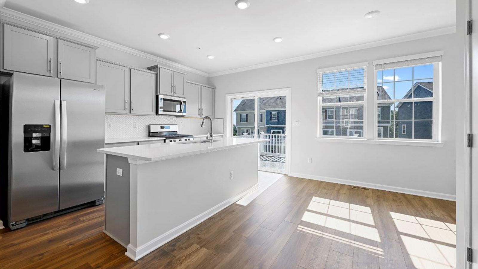 grey shaker cabinets and quartz counters