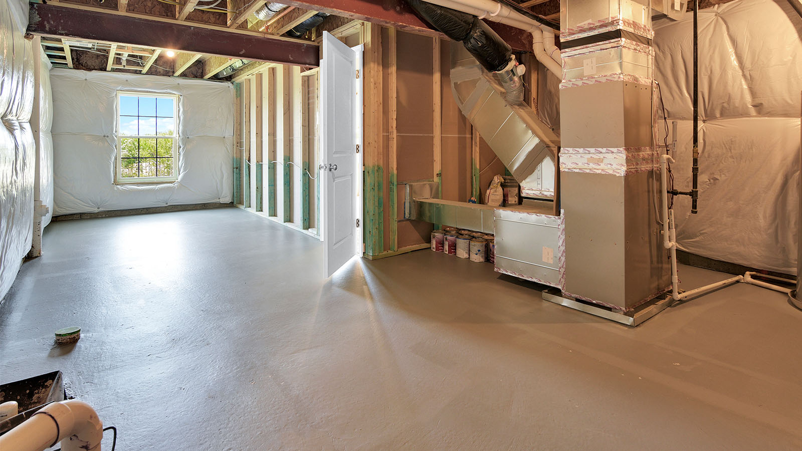 unfinished basement storage