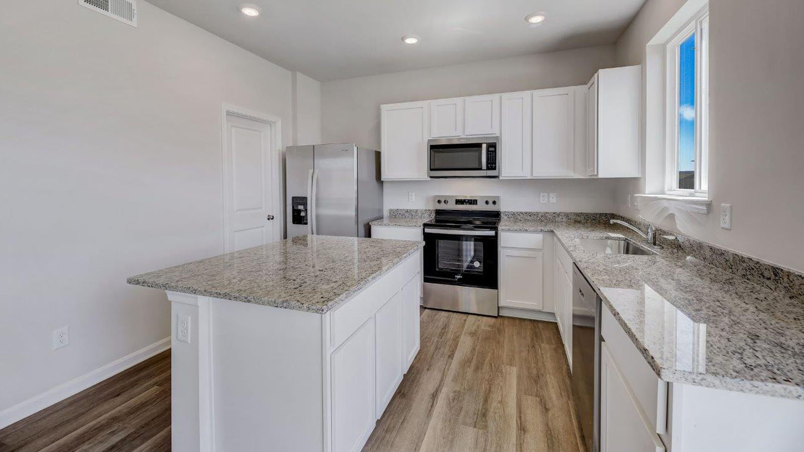 stainless steel appliances and granite counters