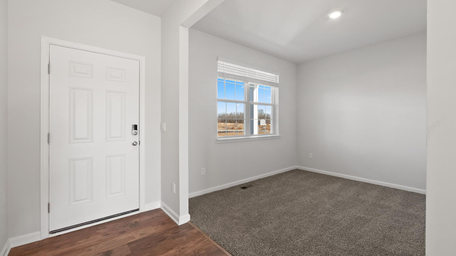 front entryway leading to flex room