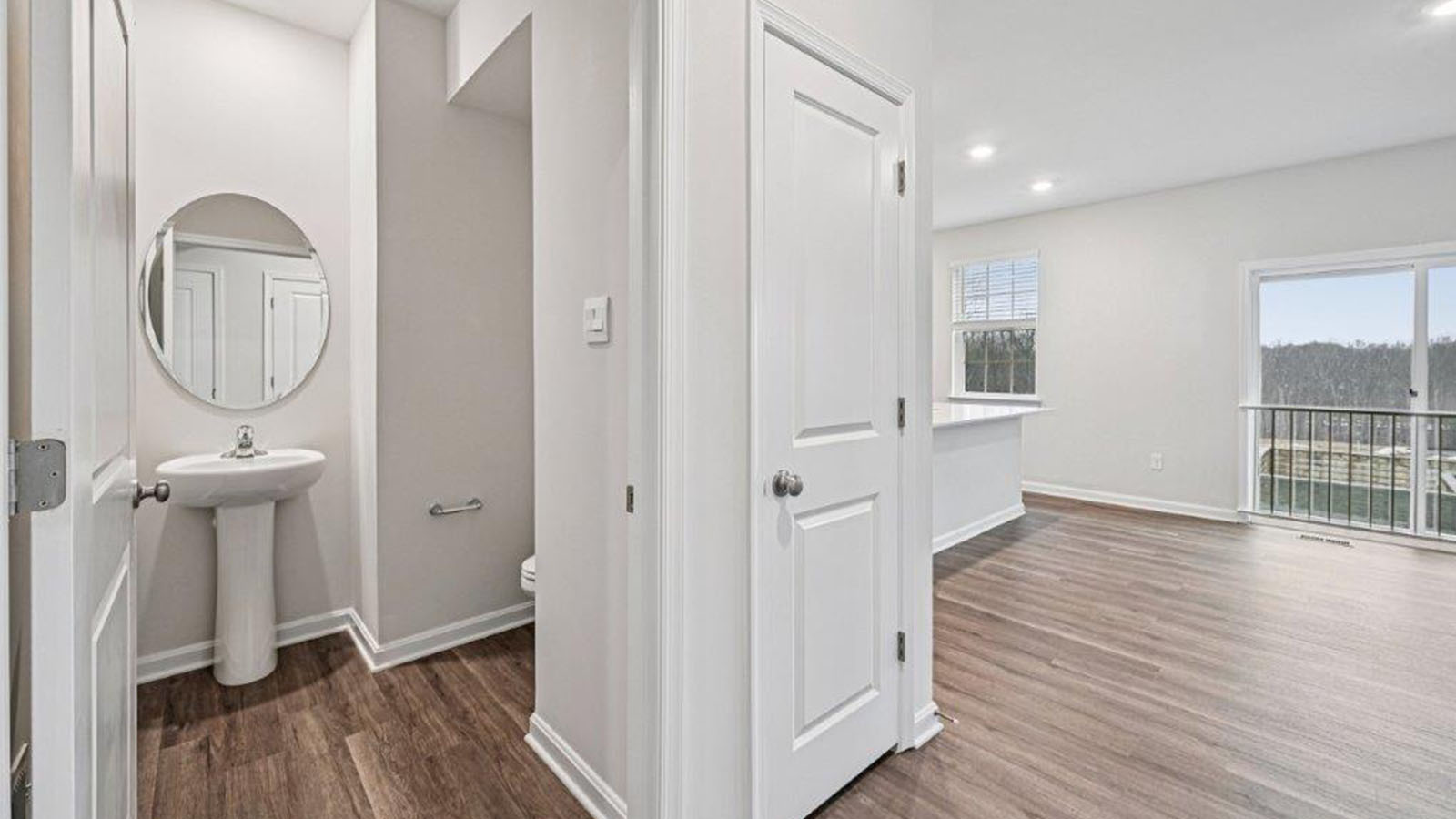 first floor leading to half bath