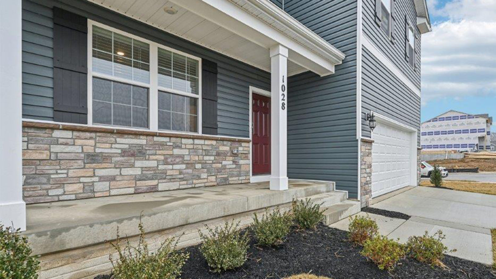 front porch with stone detail