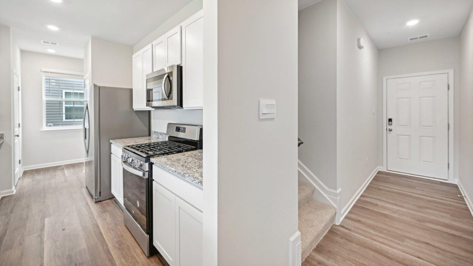 entry hallway leading into kitchen