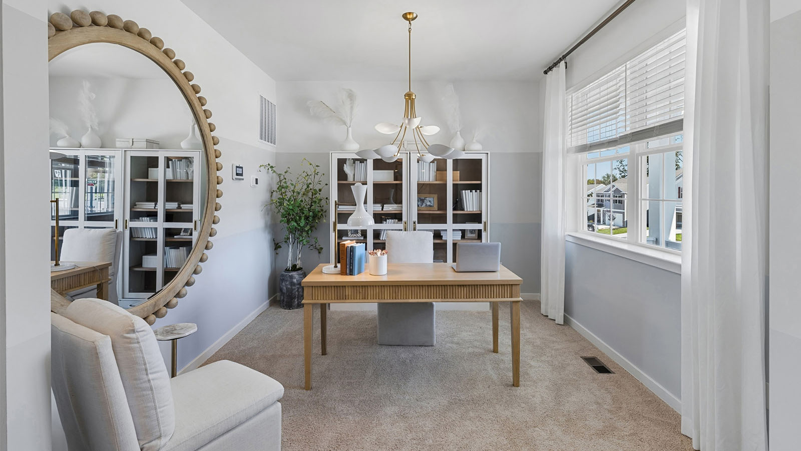 front flex room staged as office