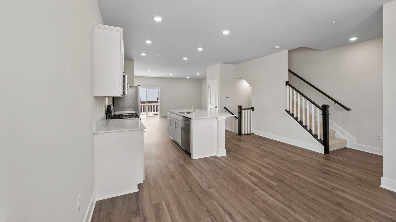open concept kitchen with island seating